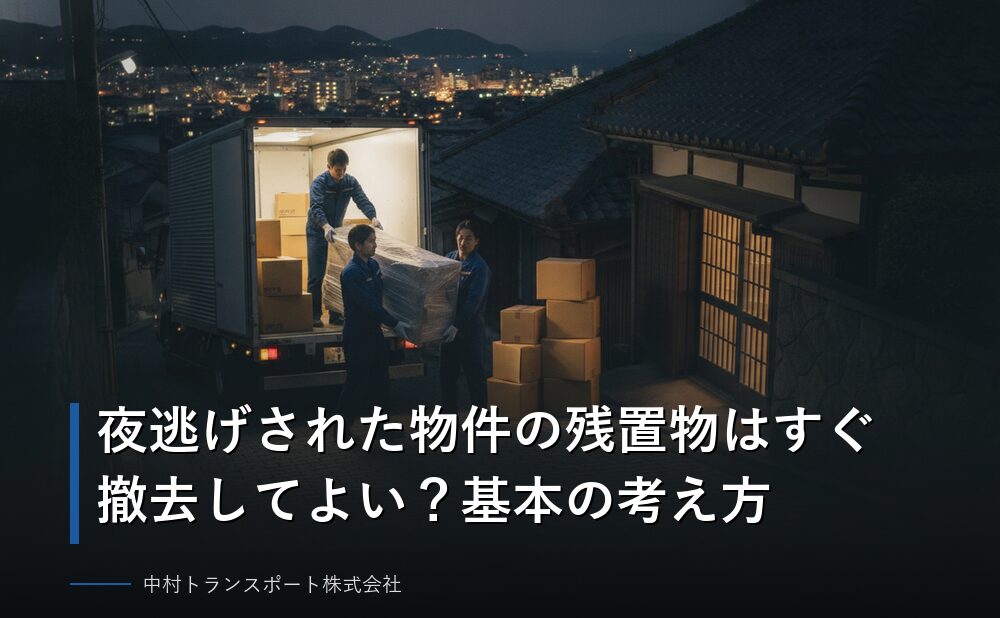 夜逃げされた物件の残置物はすぐ撤去してよい？基本の考え方