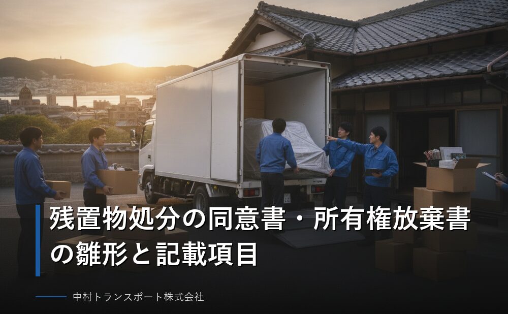残置物処分の同意書・所有権放棄書の雛形と記載項目